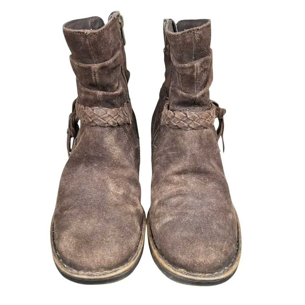 Born Women’s Ouvea Distressed Suede Side Zip Ankle Boot Size US 8